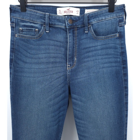 Hollister Womens Jeans High Rise Super Skinny 7L W28 L32 Blue Denim Casual - Picture 2 of 10